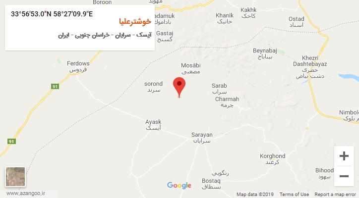 روستای خوشترعلیا بر روی نقشه
