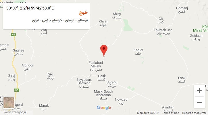 روستای خیج بر روی نقشه