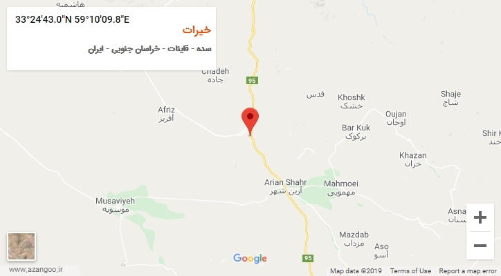 روستای خیرات بر روی نقشه