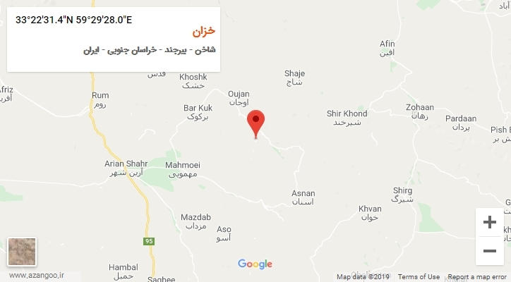 روستای خزان بر روی نقشه