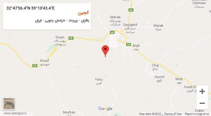 روستای کجین بر روی نقشه