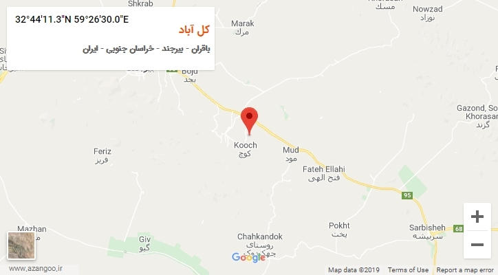 روستای کل آباد بر روی نقشه