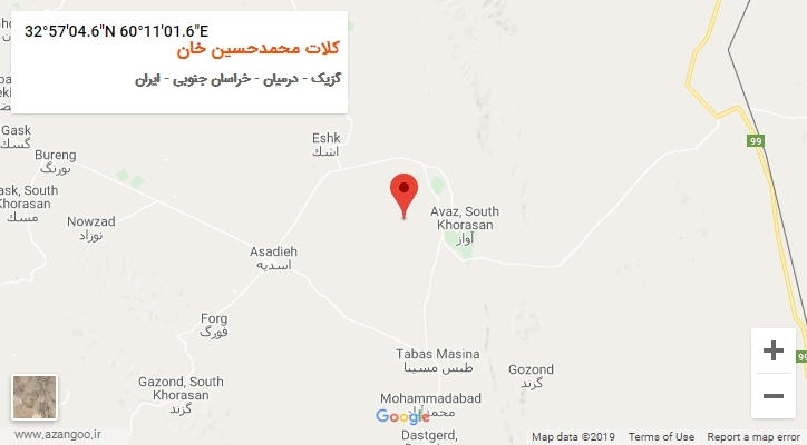 روستای کلات محمدحسین خان بر روی نقشه
