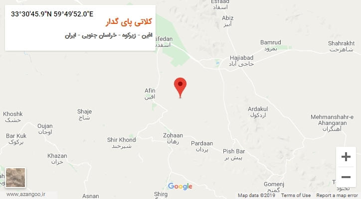 روستای کلاتی پای گدار بر روی نقشه