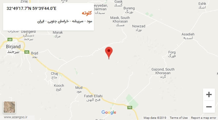 روستای کلوته بر روی نقشه