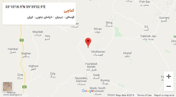 روستای کماچی بر روی نقشه