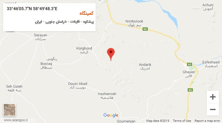 روستای کمینگاه بر روی نقشه