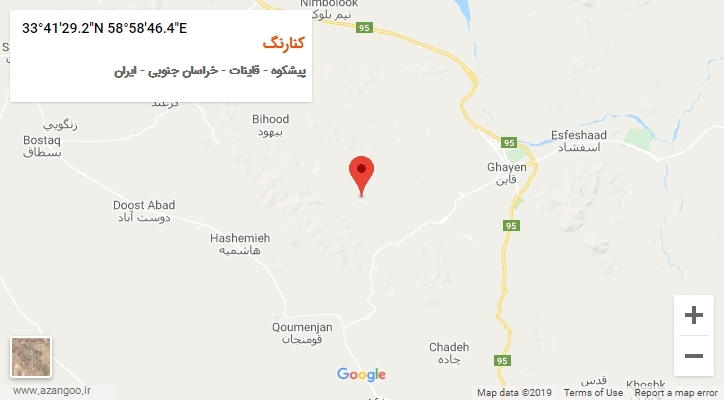 روستای کنارنگ بر روی نقشه