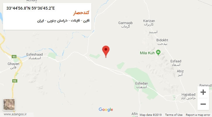 روستای کندحصار بر روی نقشه