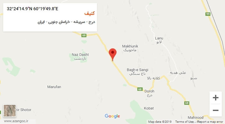 روستای کنیف بر روی نقشه