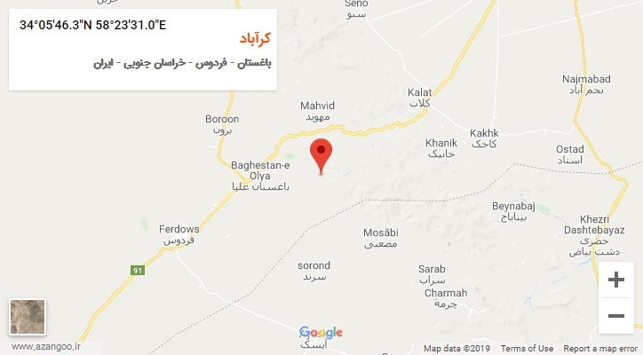 روستای کرآباد بر روی نقشه