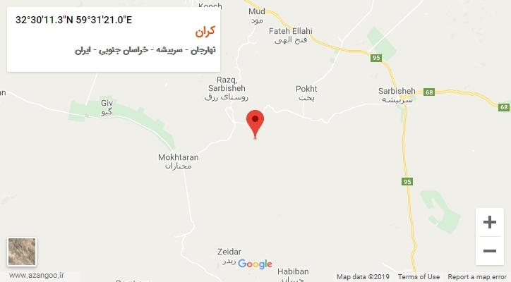 روستای کران بر روی نقشه