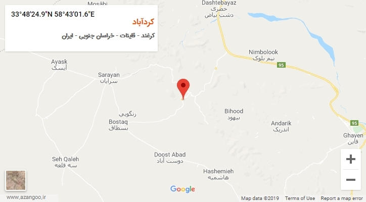 روستای کردآباد بر روی نقشه