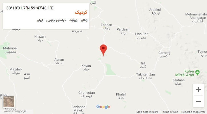 روستای کردیک بر روی نقشه