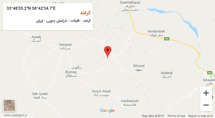 روستای کرغند بر روی نقشه