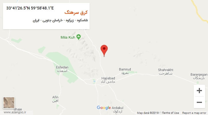 روستای کرق سرهنگ بر روی نقشه