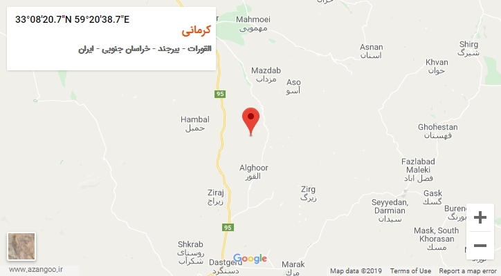 روستای کرمانی بر روی نقشه
