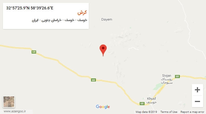 روستای کرش بر روی نقشه
