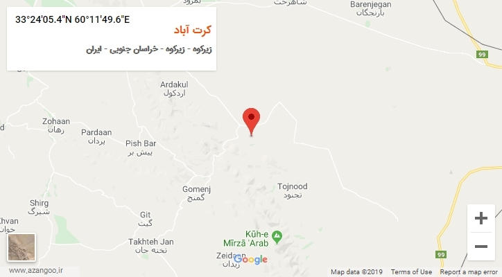 روستای کرت آباد بر روی نقشه