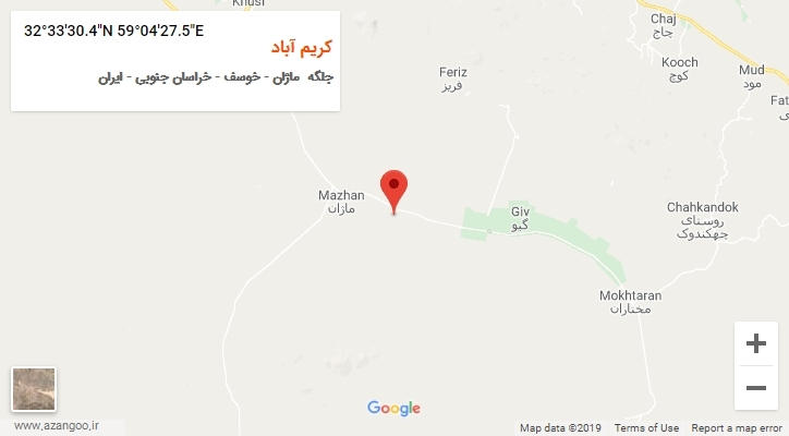روستای کریم آباد بر روی نقشه