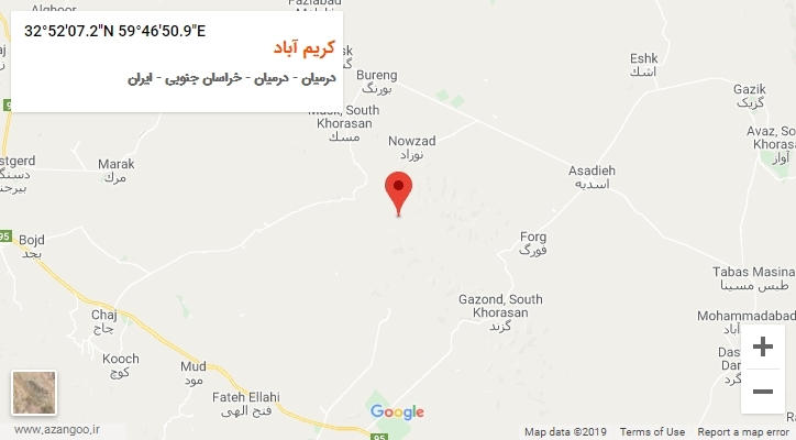 روستای کریم آباد بر روی نقشه