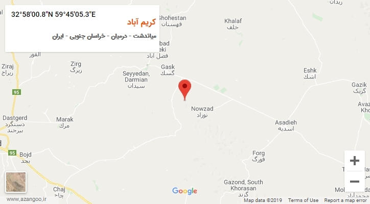 روستای کریم آباد بر روی نقشه