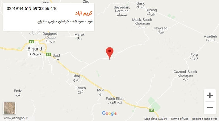 روستای کریم آباد بر روی نقشه