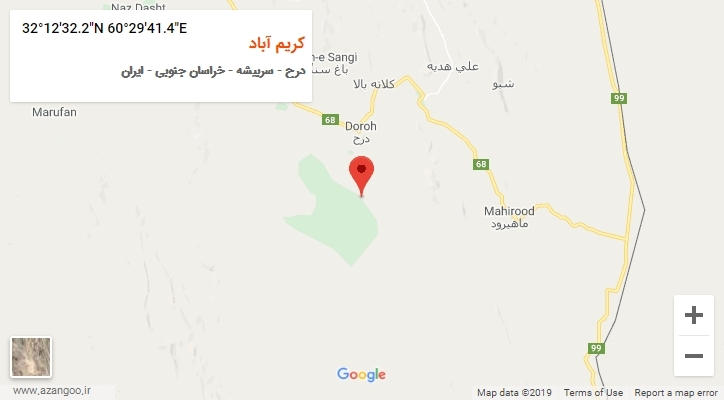 روستای کریم آباد بر روی نقشه