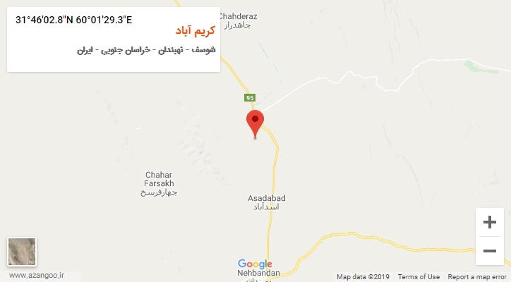 روستای کریم آباد بر روی نقشه