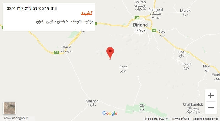روستای کشبند بر روی نقشه