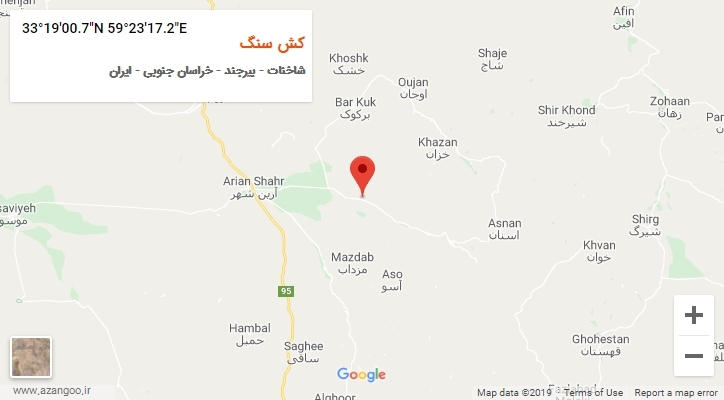 روستای کش سنگ بر روی نقشه