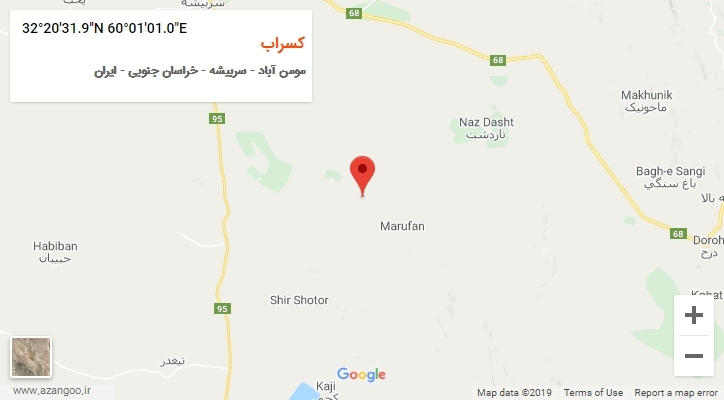 روستای کسراب بر روی نقشه