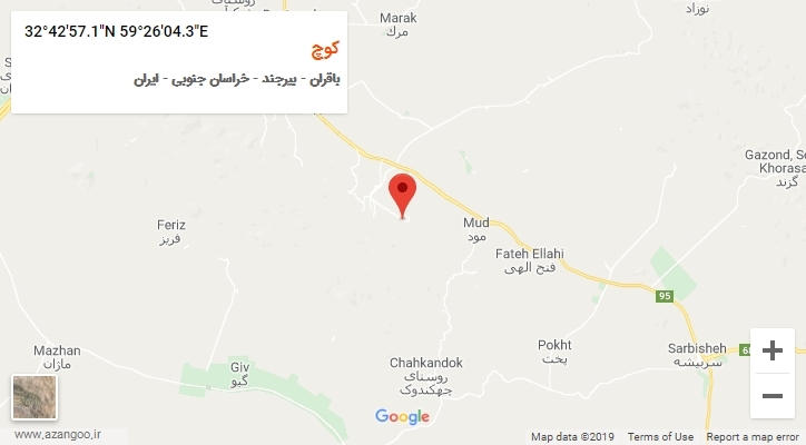 روستای کوچ بر روی نقشه