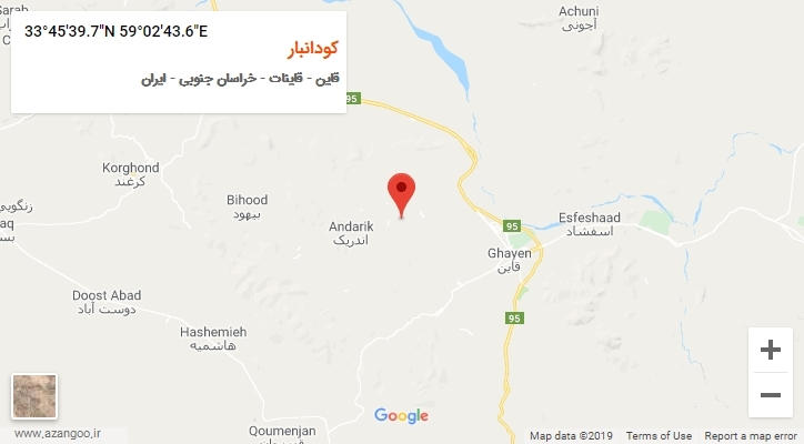 روستای کودانبار بر روی نقشه