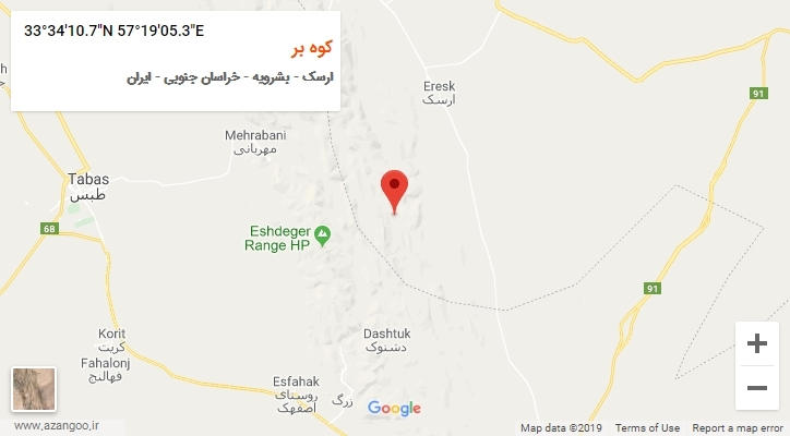 روستای کوه بر بر روی نقشه