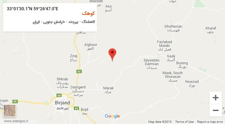 روستای کوهک بر روی نقشه