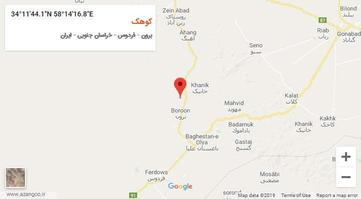 روستای کوهک بر روی نقشه