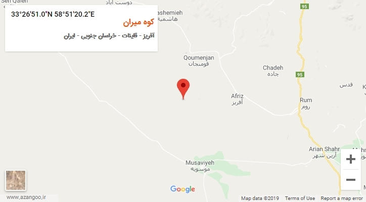 روستای کوه میران بر روی نقشه
