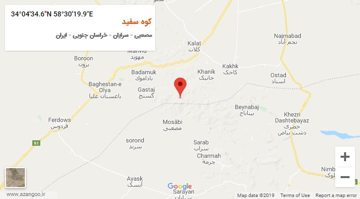 روستای کوه سفید بر روی نقشه