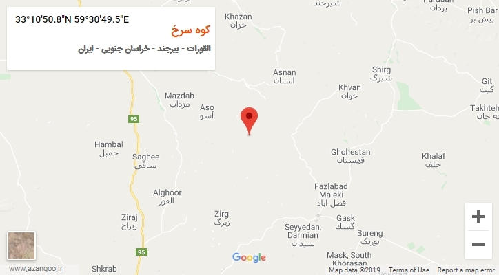روستای کوه سرخ بر روی نقشه
