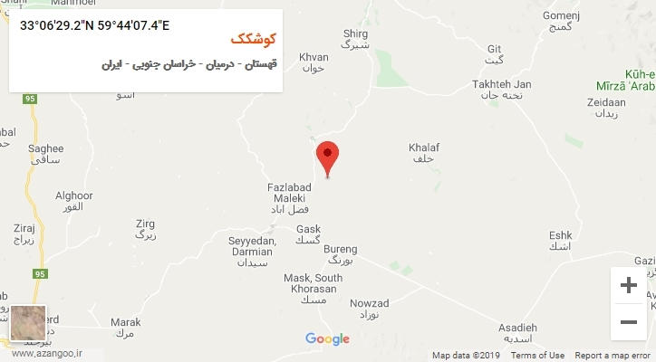 روستای کوشکک بر روی نقشه