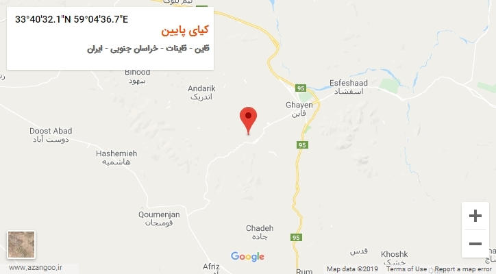 روستای کیای پایین بر روی نقشه