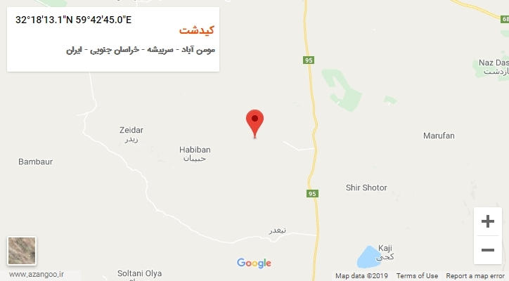 روستای کیدشت بر روی نقشه
