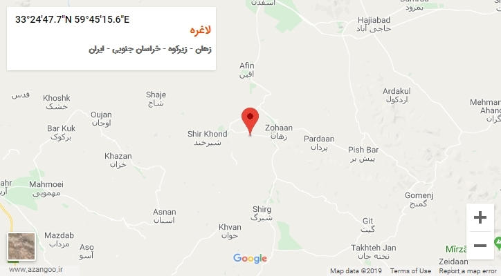 روستای لاغره بر روی نقشه