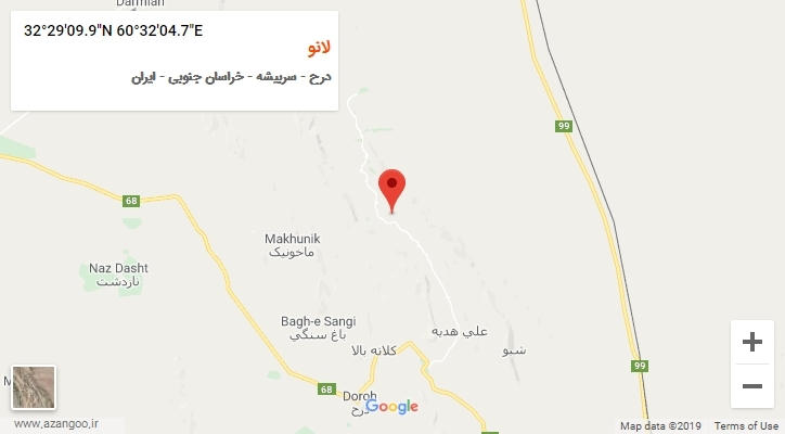 روستای لانو بر روی نقشه