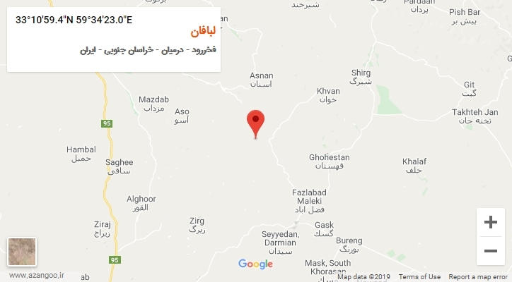 روستای لبافان بر روی نقشه