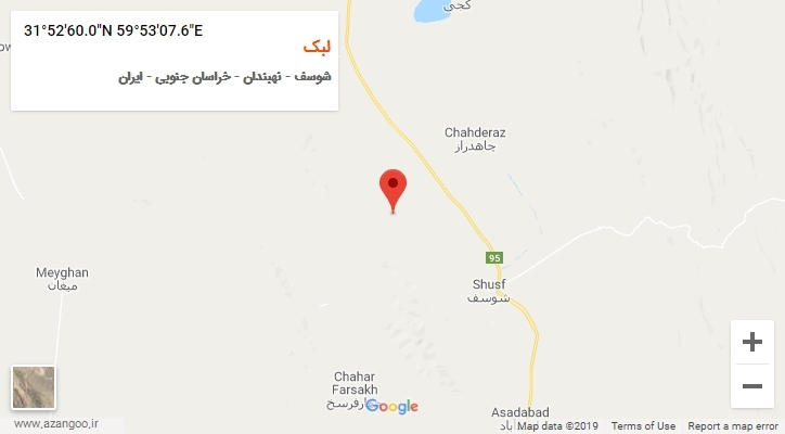روستای لبک بر روی نقشه