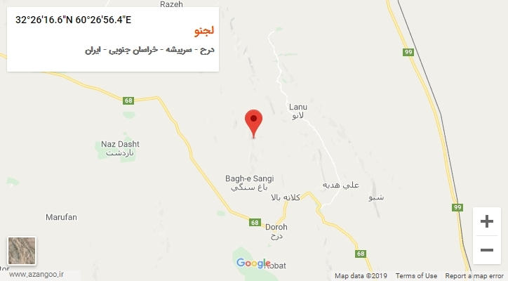 روستای لجنو بر روی نقشه