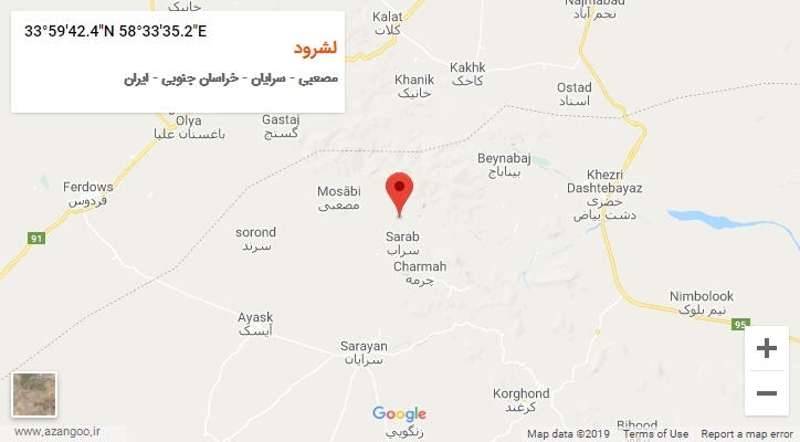 روستای لشرود بر روی نقشه