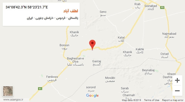 روستای لطف آباد بر روی نقشه